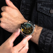  Shop Authentic Diesel Mega Chief Quartz Black Dial Grey Leather Strap Watch For Men - DZ4523 - Luxxuri
