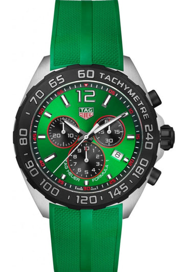  Shop Authentic Tag Heuer Formula 1 Chronograph Green Dial Green Rubber Strap Watch for Men - CAZ101AP.FT8056 - Luxxuri