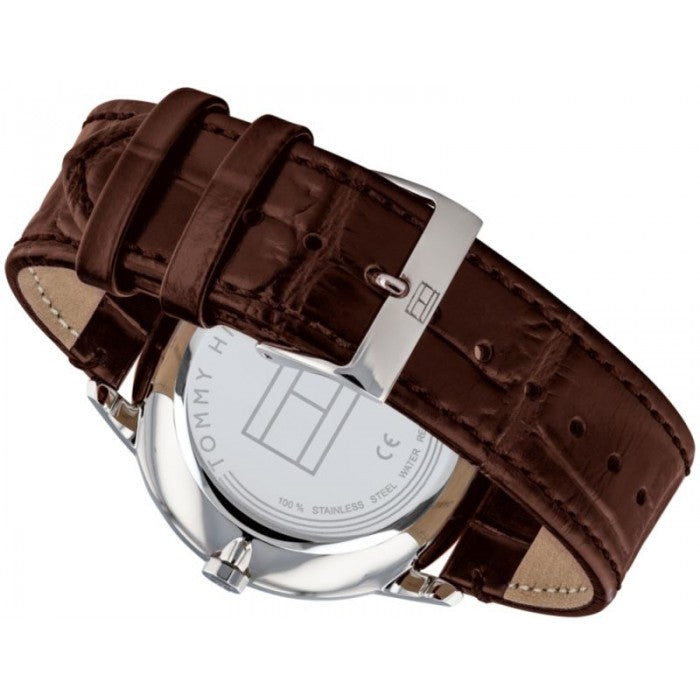  Shop Authentic Tommy Hilfiger Brad Chronograph White Dial Brown Leather Strap Watch For Men - 1710389 - Luxxuri