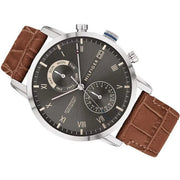  Shop Authentic Tommy Hilfiger Kane Grey Dial Brown Leather Strap Watch for Men - 1710398 - Luxxuri