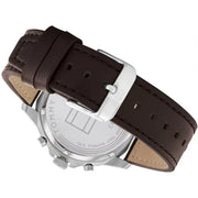  Shop Authentic Tommy Hilfiger Henry Chronograph Blue Dial Brown Leather Strap Watch For Men -1710476 - Luxxuri