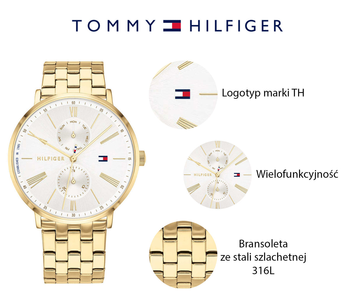  Shop Authentic Tommy Hilfiger Jenna Quartz White Dial Gold Steel Strap Watch for Women - 1782069 - Luxxuri