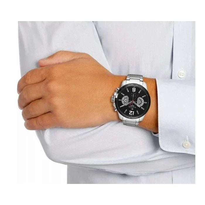  Shop Authentic Tommy Hilfiger Decker Quartz Black Dial Silver Steel Strap Watch for Men - 1791472 - Luxxuri