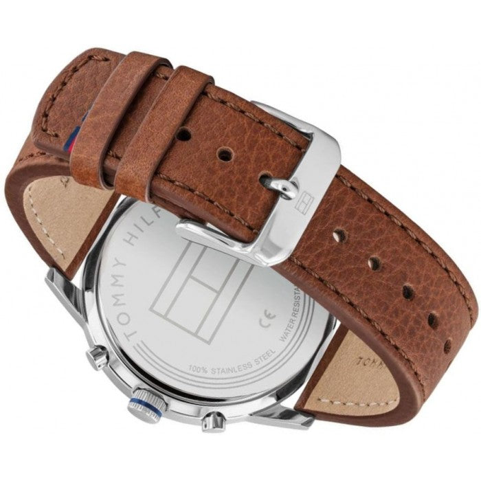  Shop Authentic Tommy Hilfiger Kyle Multifunction Blue Dial Brown Leather Strap Watch for Men - 1791629 - Luxxuri