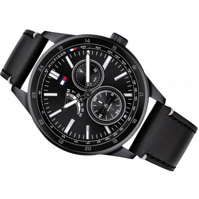  Shop Authentic Tommy Hilfiger Austin Black Dial Black Leather Strap Watch for Men - 1791638 - Luxxuri