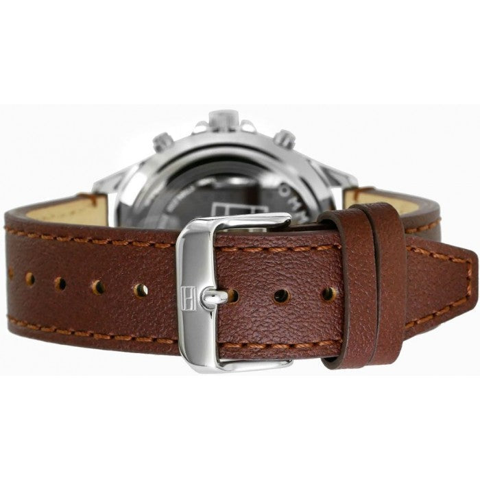  Shop Authentic Tommy Hilfiger West Chronograph Grey Dial Brown Leather Strap Watch For Men - 1791710 - Luxxuri