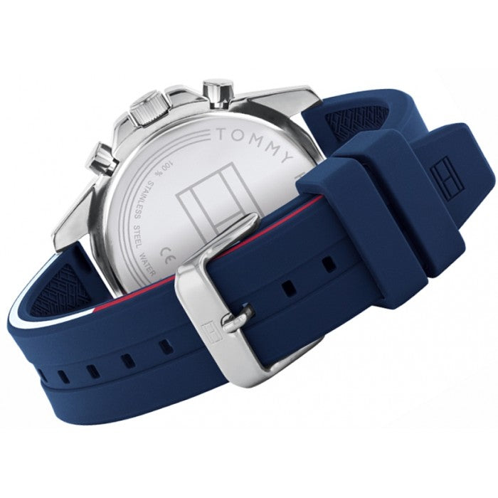 Shop Authentic Tommy Hilfiger Mason Blue Dial Blue Rubber Strap Watch for Men - 1791791 - Luxxuri