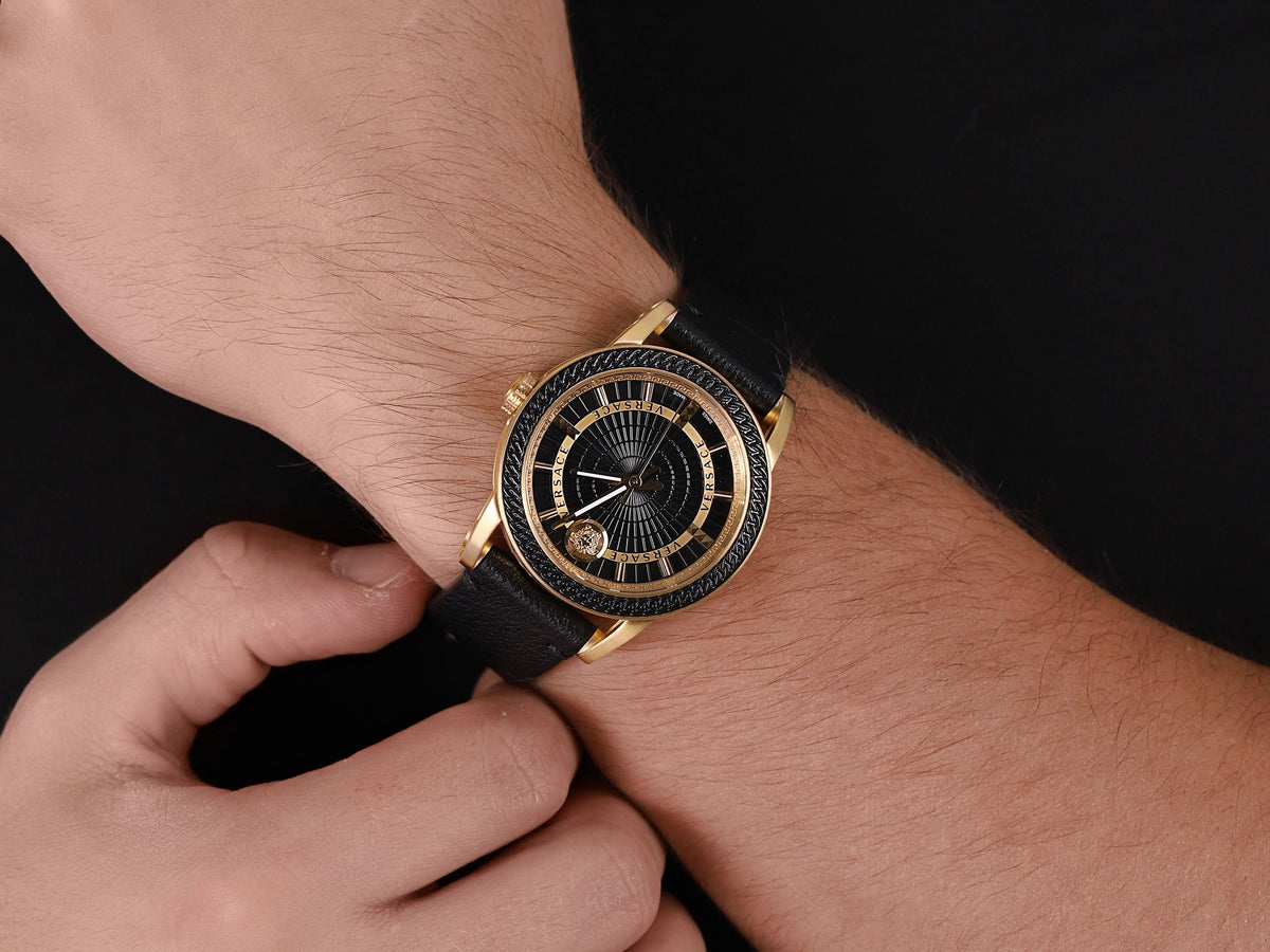  Shop Authentic Versace Code Quartz Black Dial Black Leather Strap Watch For Men - VEPO00320 - Luxxuri