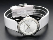  Shop Authentic Calvin Klein Steady Silver Dial White Leather Strap Watch for Women - K7Q211L6 - Luxxuri