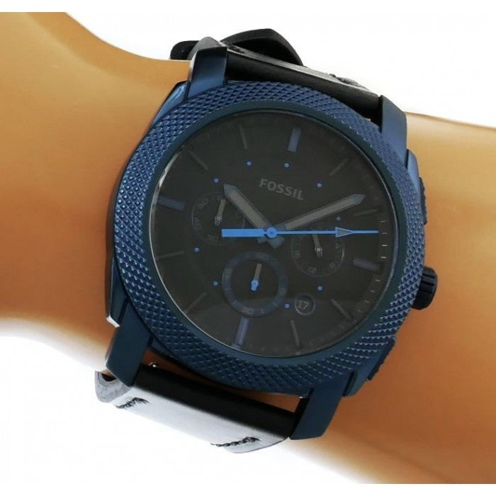  Shop Authentic Fossil Machine Chronograph Black Dial Black Leather Strap Watch for Men - FS5361 - Luxxuri