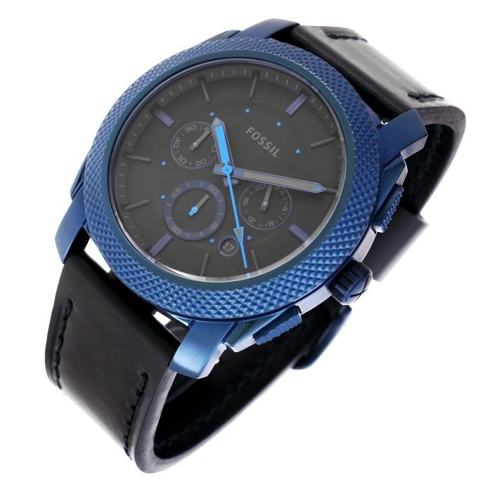  Shop Authentic Fossil Machine Chronograph Black Dial Black Leather Strap Watch for Men - FS5361 - Luxxuri