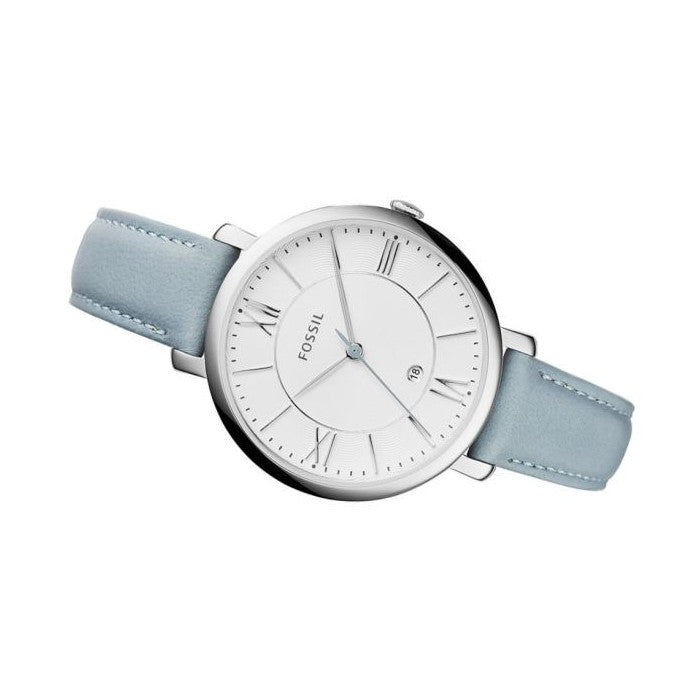  Shop Authentic Fossil Jacqueline White Dial Light Blue Leather Strap Watch for Women - ES3821 - Luxxuri