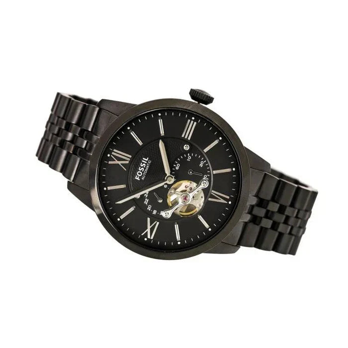  Shop Authentic Fossil Townsman Multi Function Mechanical Black Dial Black Steel Strap Watch for Men - ME3062 - Luxxuri