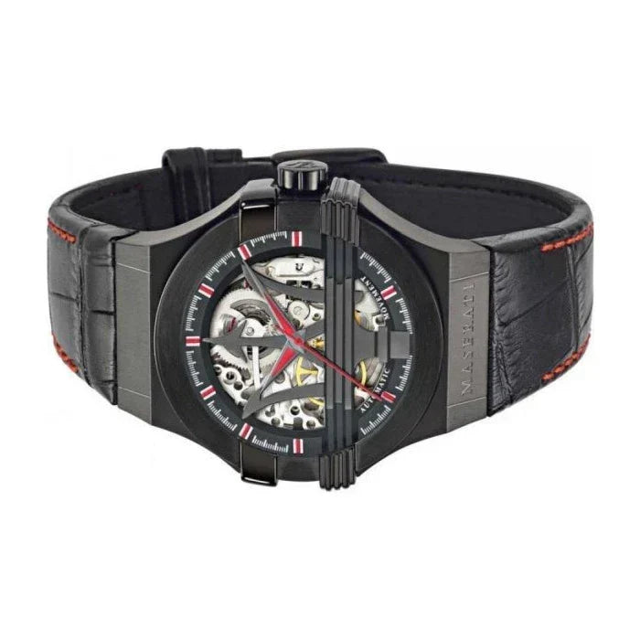  Shop Authentic Maserati Potenza Automatic Black Dial Black Leather Strap Watch For Men - R8821108008 - Luxxuri