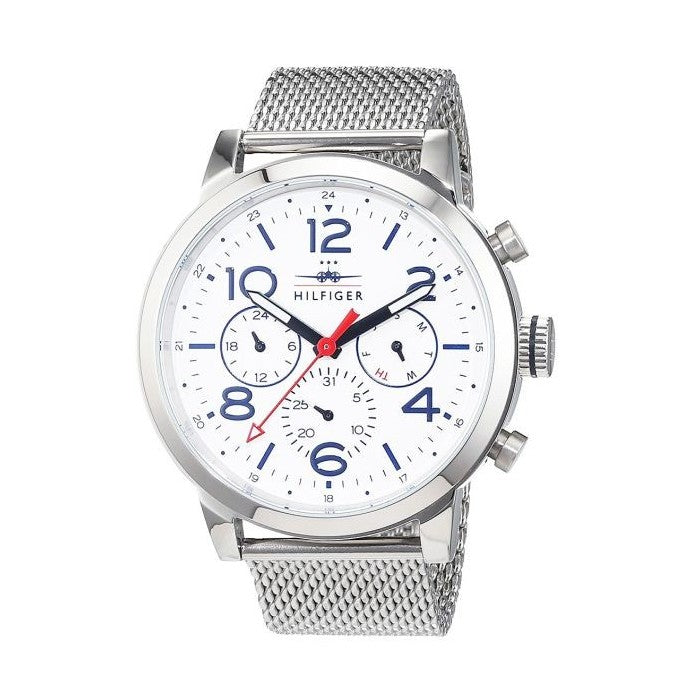  Shop Authentic Tommy Hilfiger Jake Quartz White Dial Silver Mesh Bracelet Watch for Men - 1791233 - Luxxuri