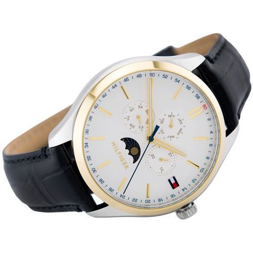  Shop Authentic Tommy Hilfiger Oliver Analog Silver Dial Black Leather Strap Watch for Men - 1791305 - Luxxuri