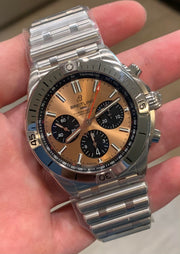  Shop Authentic Breitling Chronomat B01 42 Brown Dial Silver Steel Strap Watch for Men - AB0134101K1A1 - Luxxuri