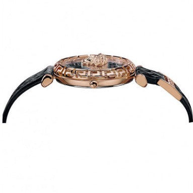  Shop Authentic Versace Palazzo Empire Greca Black Dial Black Leather Strap Watch for Women - VEDV00719 - Luxxuri