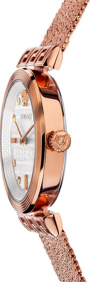  Shop Authentic Versace Meander White Dial Rose Gold Mesh Bracelet Watch for Women - VELW00620 - Luxxuri