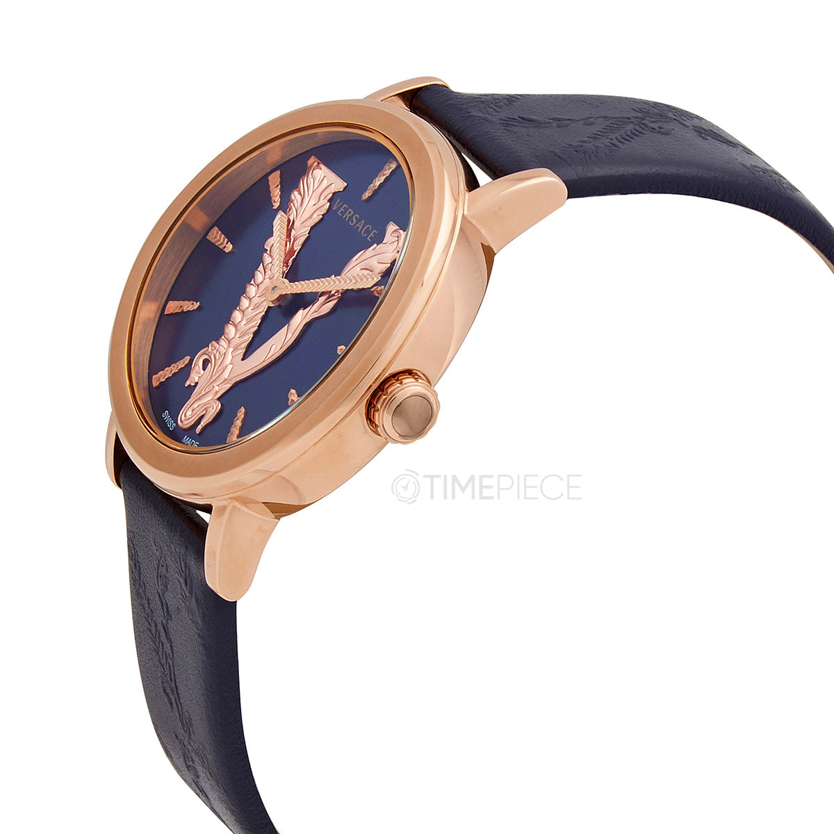  Shop Authentic Versace Virtus Quartz Blue Dial Blue Leather Strap Watch for Women - VEHC00419 - Luxxuri