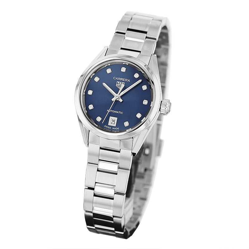  Shop Authentic Tag Heuer Carrera Diamonds Blue Dial Silver Steel Strap Watch for Women - WBN2413.BA0621 - Luxxuri