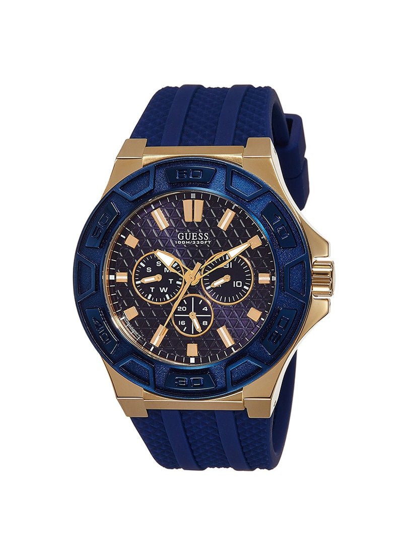  Shop Authentic Guess Force Blue & Rose Gold Dial Blue Silicone Strap Watch For Men - W0674G2 - Luxxuri