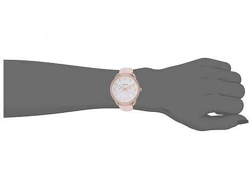 Shop Authentic Fossil Tailor Quartz White Dial Pink Leather Strap Watch for Women - ES4393 - Luxxuri