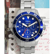  Shop Authentic Fossil FB-03 Chronograph Blue Dial Silver Steel Strap Watch for Men - FS5724 - Luxxuri