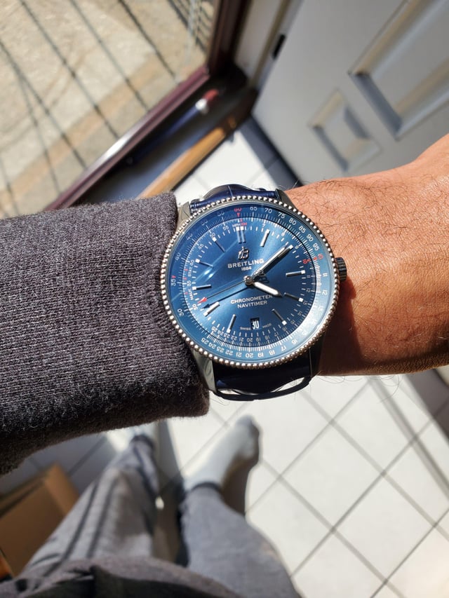  Shop Authentic Breitling Navitimer Automatic 41 Blue Dial Blue Leather Strap Watch for Men - A17326161C1P3 - Luxxuri