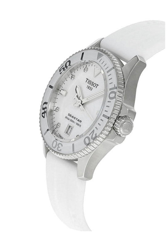  Shop Authentic Tissot Seastar 1000 Mother of Pearl White Dial White Rubber Strap Watch for Women - T120.210.17.116.00 - Luxxuri