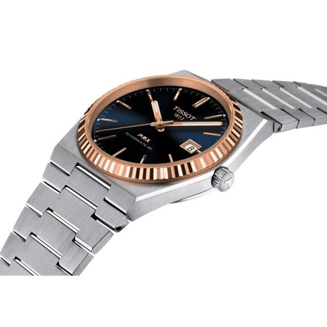  Shop Authentic Tissot PRX Powermatic 80 Automatic 18K Gold Blue Dial Silver Steel Strap Watch for Men - T931.407.41.041.00 - Luxxuri