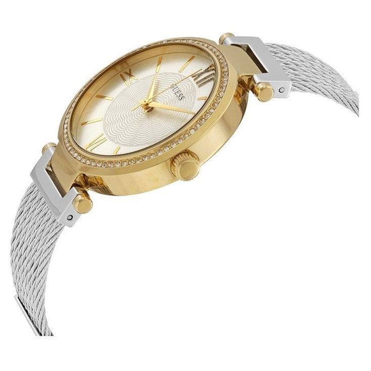  Shop Authentic Guess Soho Diamonds Silver Dial Silver Mesh Bracelet Watch for Women - W0638L7 - Luxxuri