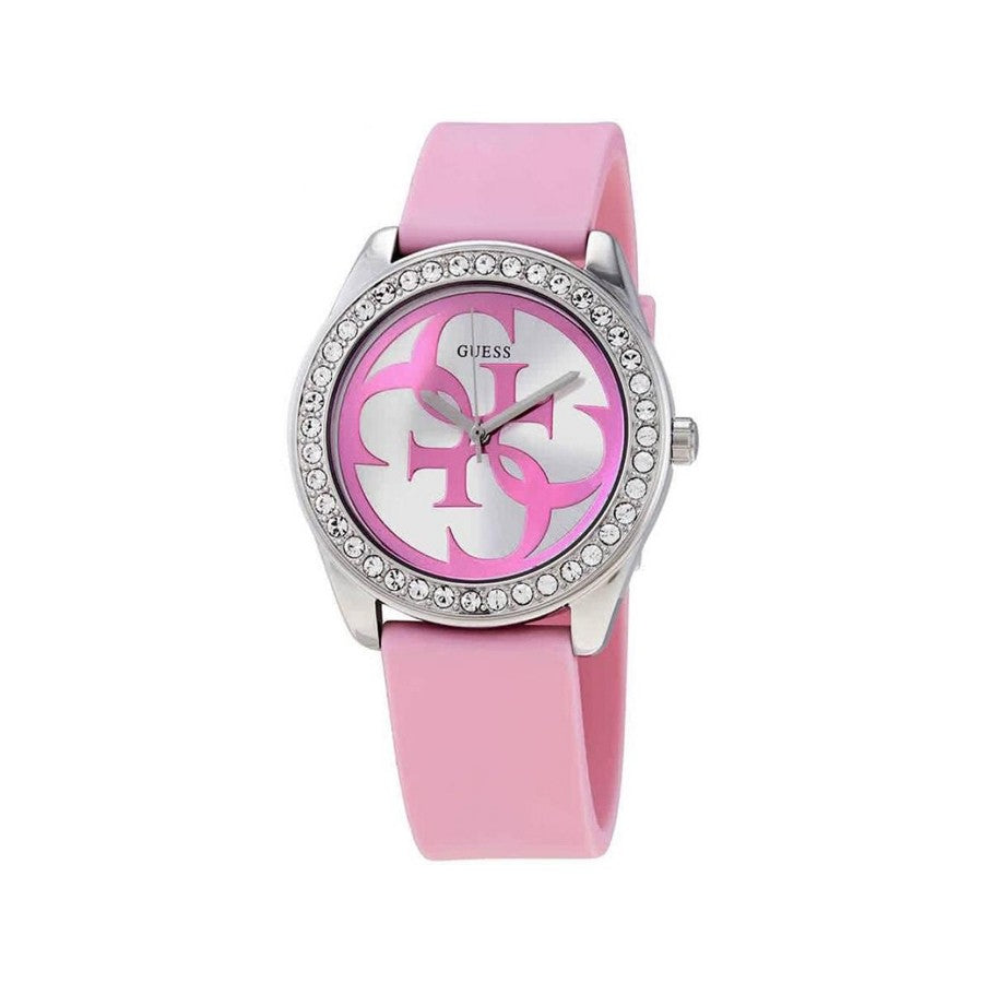  Shop Authentic Guess G-Twist Diamonds Silver Dial Pink Rubber Strap Watch for Women - W1240L1 - Luxxuri