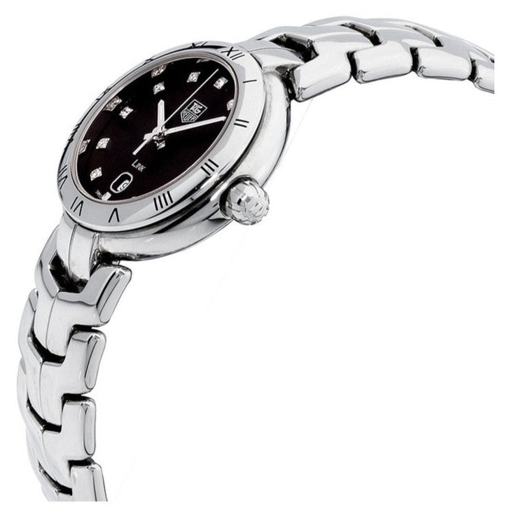  Shop Authentic Tag Heuer Link Quartz Diamonds Black Dial Silver Steel Strap Watch for Women - WAT1410.BA0954 - Luxxuri