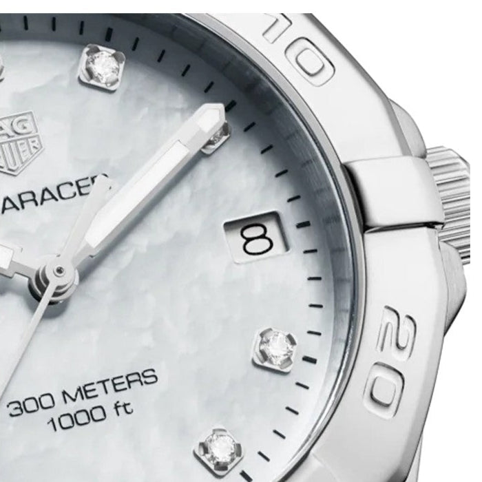  Shop Authentic Tag Heuer Aquaracer Diamonds Mother of Pearl Dial Silver Steel Strap Watch for Women - WBD131B.BA0748 - Luxxuri